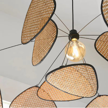 Woven Rattan Hanging Lamp 47 in Oval Natural Fiber Ceiling Fixture E27 Socket Adjustable Cord Dining Room Bedroom Boho Scandinavian Japandi