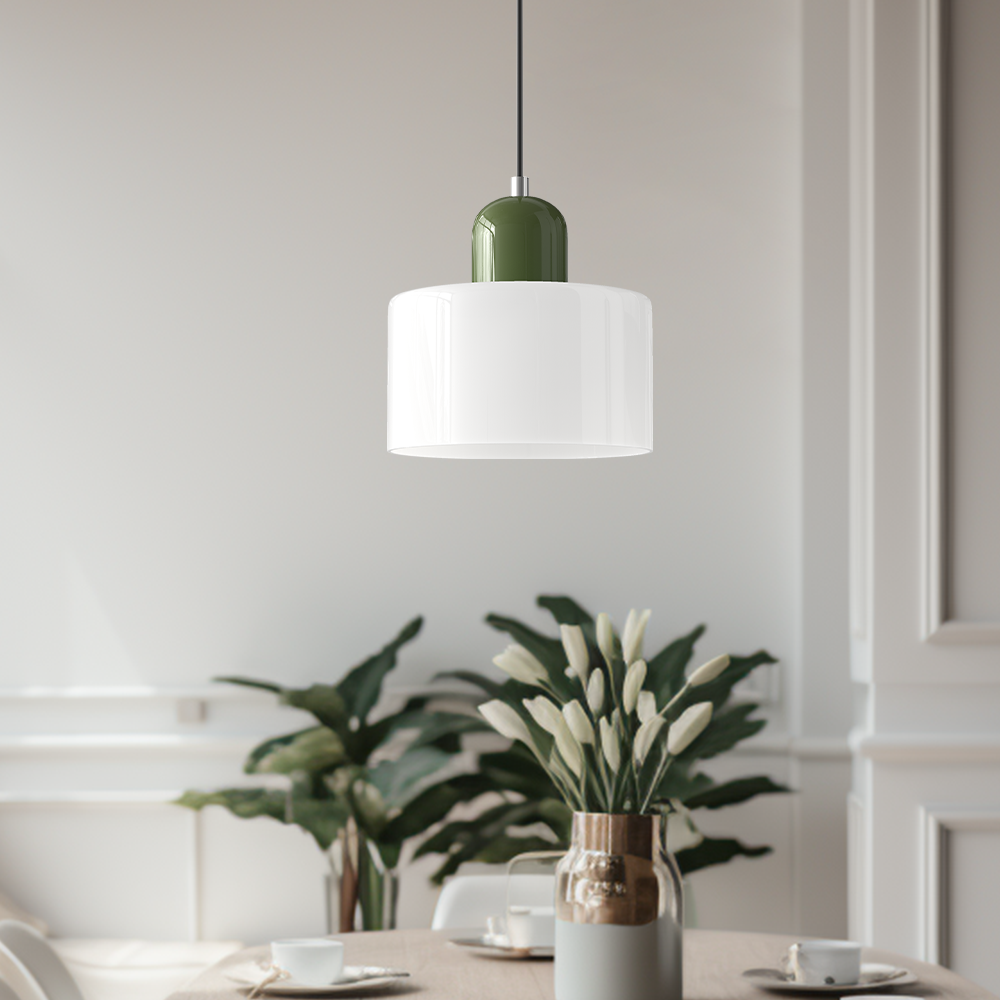 Linear LED Pendant Light White Glass Modern Hanging Fixture for Dining Room Kitchen Island Contemporary Halo Design Adjustable Cable