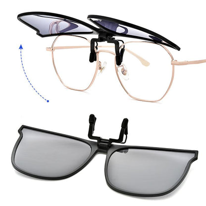Polarized Flip-Up Clip-On Sunglasses for Prescription Glasses | UV400 Protection | Lightweight Magnesium Alloy | Driving Fishing Outdoor | M