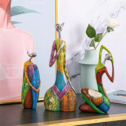 Resin Figurine Statue for Shelves Tabletop Display Home Decor Accent Piece Modern Contemporary Art Object for Living Room Bedroom Office