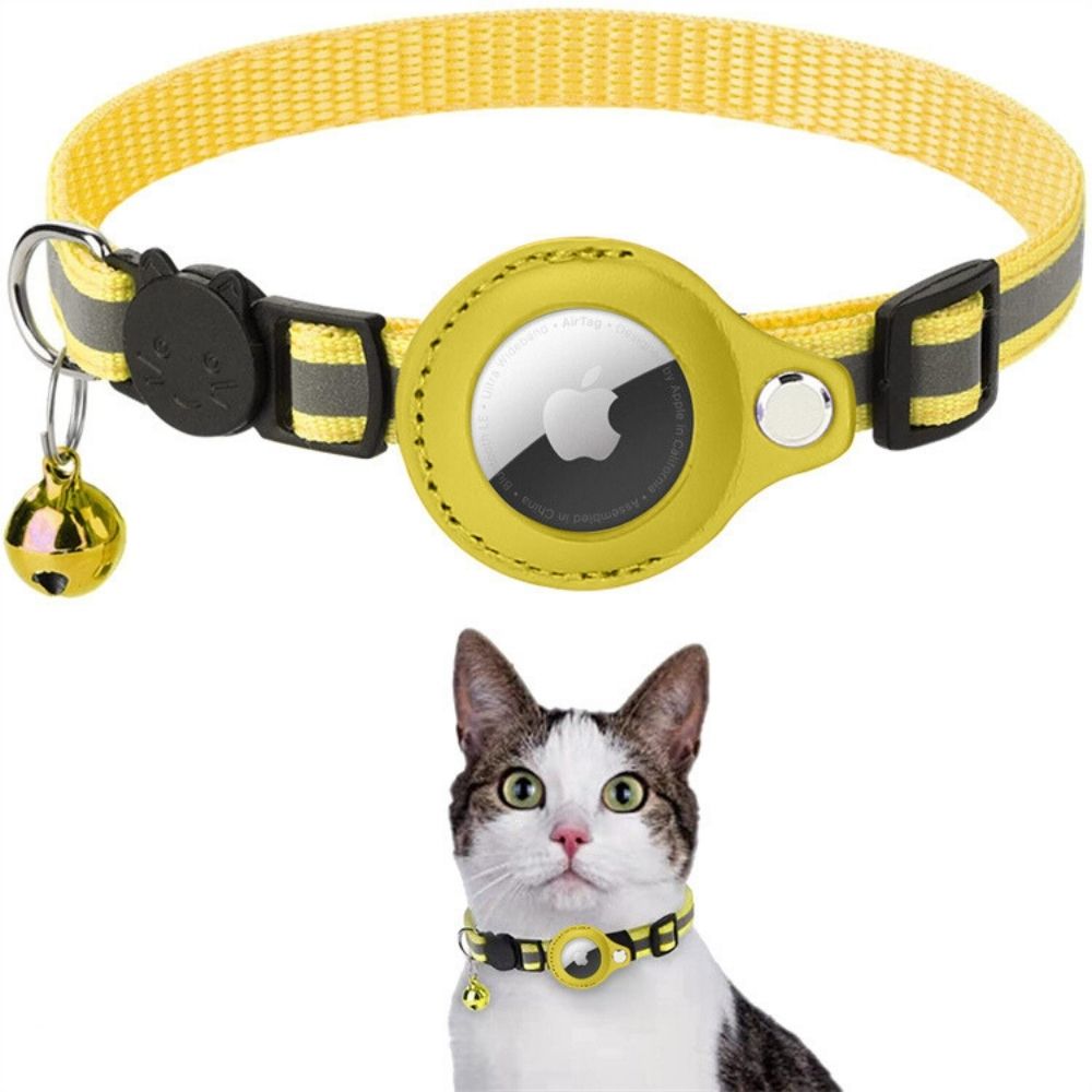 Adjustable Cat Collar with Reflective Stitching, Breakaway Buckle & Tracker Pocket for Indoor Outdoor Cats