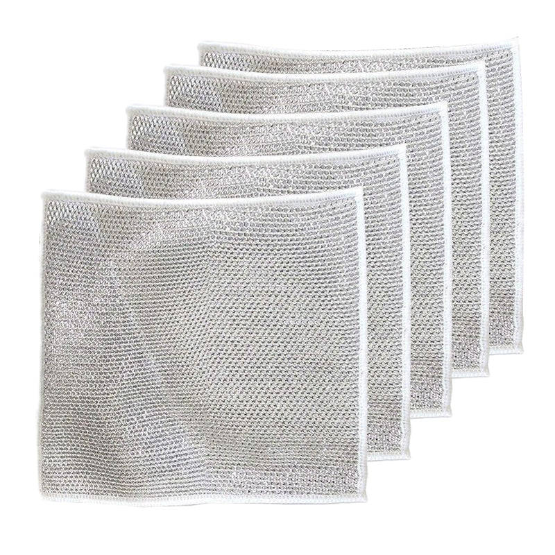 Nylon Mesh Dishcloth Set Safe for Nonstick Cookware Kitchen Cleaning Cloth Reusable Scouring Pad for Pots Pans Dishes Countertops