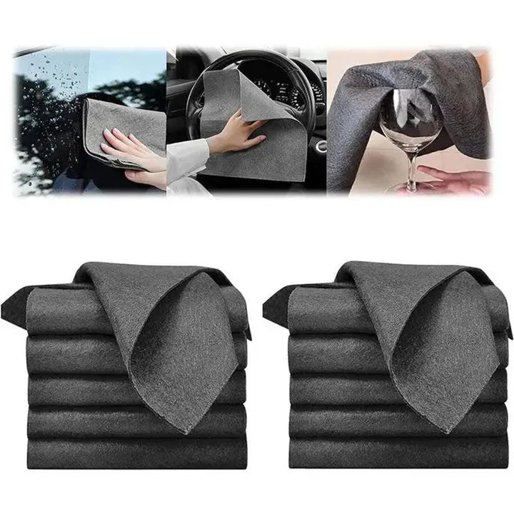 Microfiber Cleaning Cloths 10-Pack Lint-Free Streak-Free for Glass Windows Mirrors Kitchen Stainless Steel Car Detailing No Chemicals