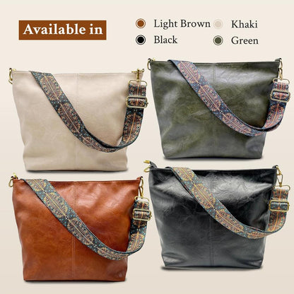 Genuine Leather Crossbody Purse with Adjustable Strap – Vintage Flap Bag for Women | Everyday Shoulder Handbag with Magnetic Closure