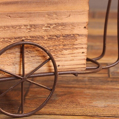Wrought Iron Tricycle with Wooden Planter Stand