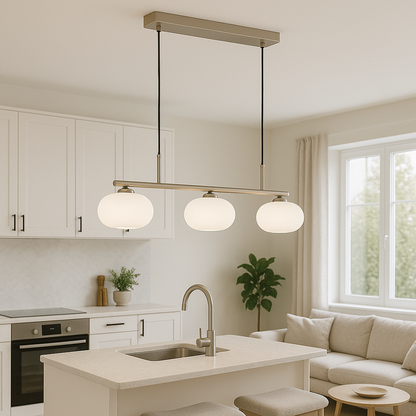 Triple Glass Shade Hanging Light 7-inch Globes Adjustable Height Silver Gold Kitchen Dining Room Ceiling Fixture for Modern Homes