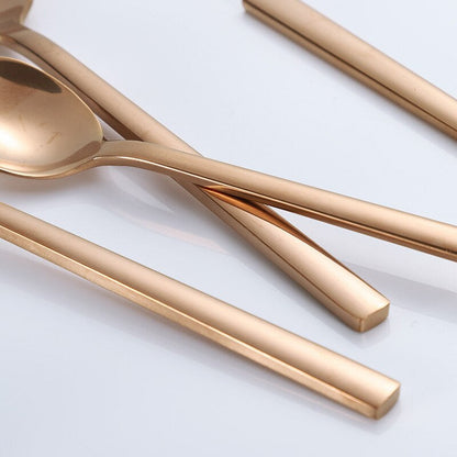 Flatware Set Service for 6 | 30-Piece Stainless Steel Silverware with Dinner Forks Spoons Knives | Dishwasher Safe Utensil Collection Gold S