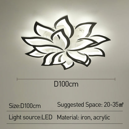 LED Flush Mount Light Fixture with Floral Layered Design for Bedroom, Entryway & Living Spaces | 22 in Black Metal Modern Low Profile Ambien