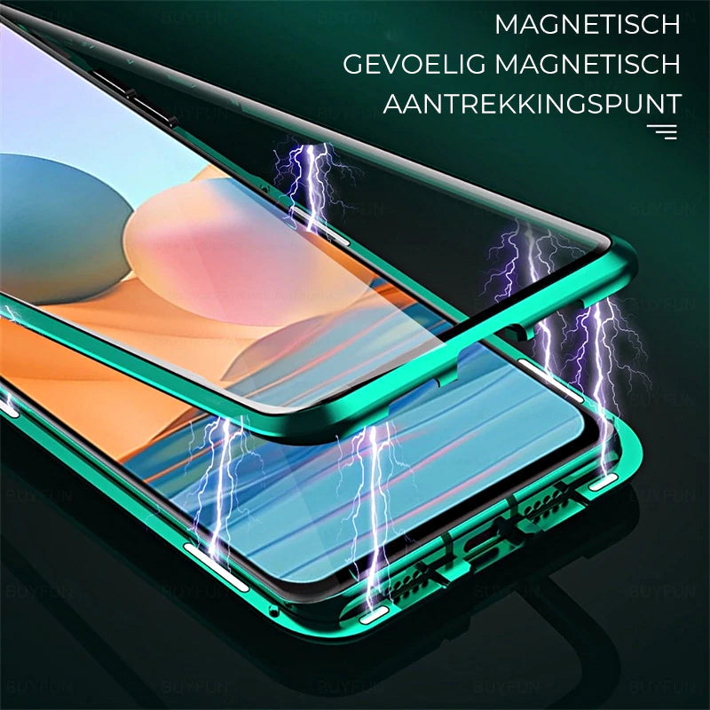 Tempered Glass Magnetic Phone Case for Samsung Galaxy – Double-Sided Shockproof Protection with Metal Frame & Auto-Lock Design