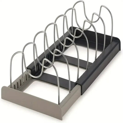 Evara Pot and Pans Organizer Rack - Adjustable Metal, Space-Saving Design