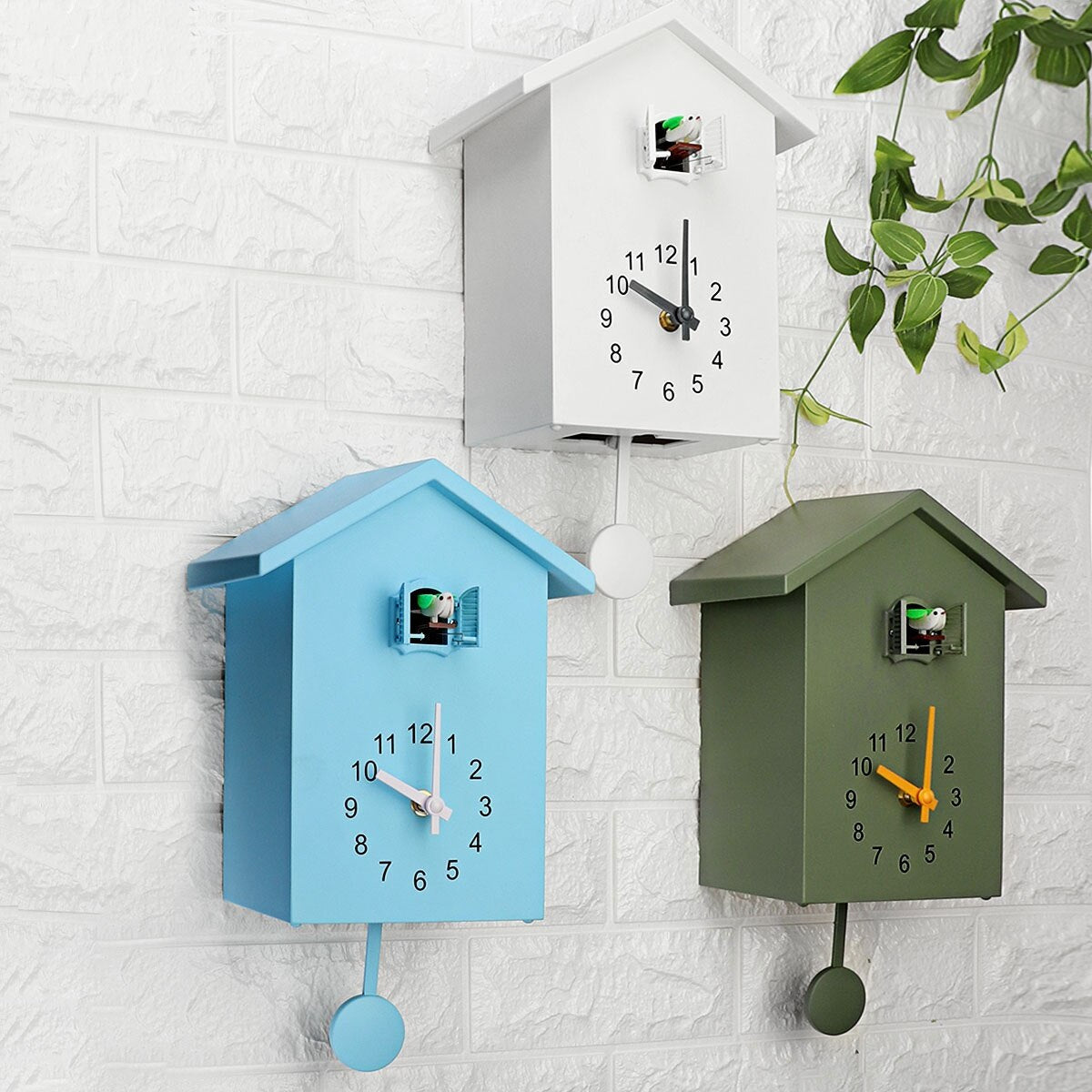 Quartz Wall Clock with Hourly Bird Call | Silent Movement Timepiece | Wood & Resin Construction for Living Room Kitchen Office | Modern