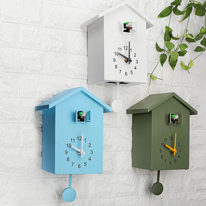 Quartz Wall Clock with Hourly Bird Call | Silent Movement Timepiece | Wood & Resin Construction for Living Room Kitchen Office | Modern