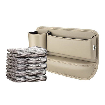 Car Seat Gap Organizer Faux Leather Storage Caddy with Charging Port for Center Console Driver Passenger Side Vehicle Accessories