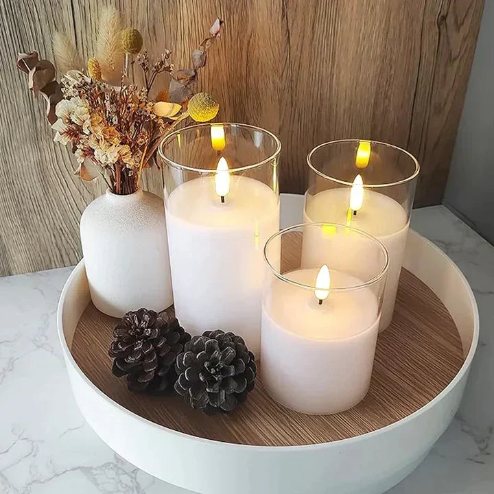 Battery-Operated Flameless LED Candle Set with Realistic Flicker Effect for Home Decor, Dining Tables & Outdoor Use – Safe Wax-Free