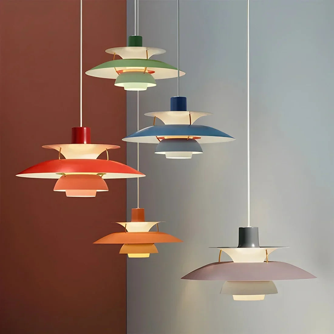 Layered Metal Pendant Light E27 Socket Minimalist Hanging Fixture for Kitchen Island Dining Table Nordic Style Ambient Ceiling Lamp Green Gr