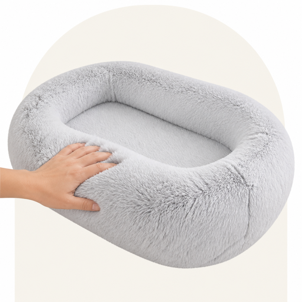 Ortekor Orthopedic & Washable Faux Fur Human Dog Bed (Detachable Cover)