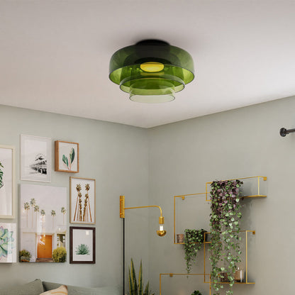 Layered Glass Ceiling Light Modern Multi-Tier Flush Mount Fixture with LED Hardwired for Kitchen Dining Room Bedroom Living Room