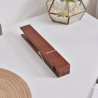 Oversized Wooden Clothespin Wall Hook for Towels & Clothes - Rustic Bathroom Organizer with Adhesive Backing - No Drill Installation