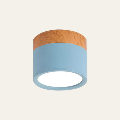Round LED Flush Mount Light Fixture Wood Accent Aluminum 5W 7W for Entryway Bedroom Kitchen Hallway Ceiling Lamp Modern Minimalist Scandinav