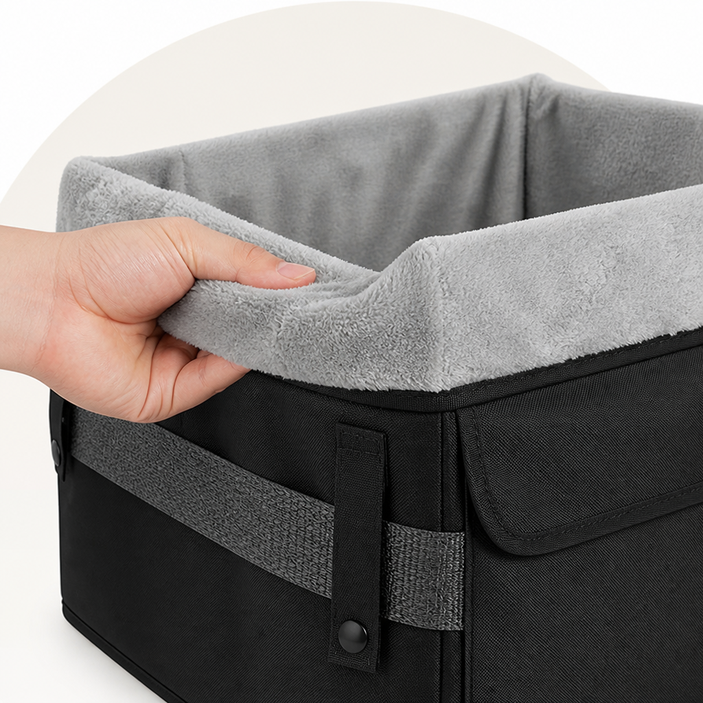 Ortekor Washable Foldable Elevated Booster Dog Car Seat (With Storage Bag)