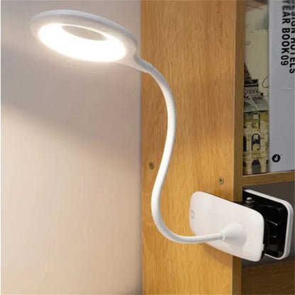 Clip-On LED Desk Light with Adjustable Gooseneck 18 Inch Touch Control Dimming USB Powered Task Lamp for Bedroom Office Study Portable Book