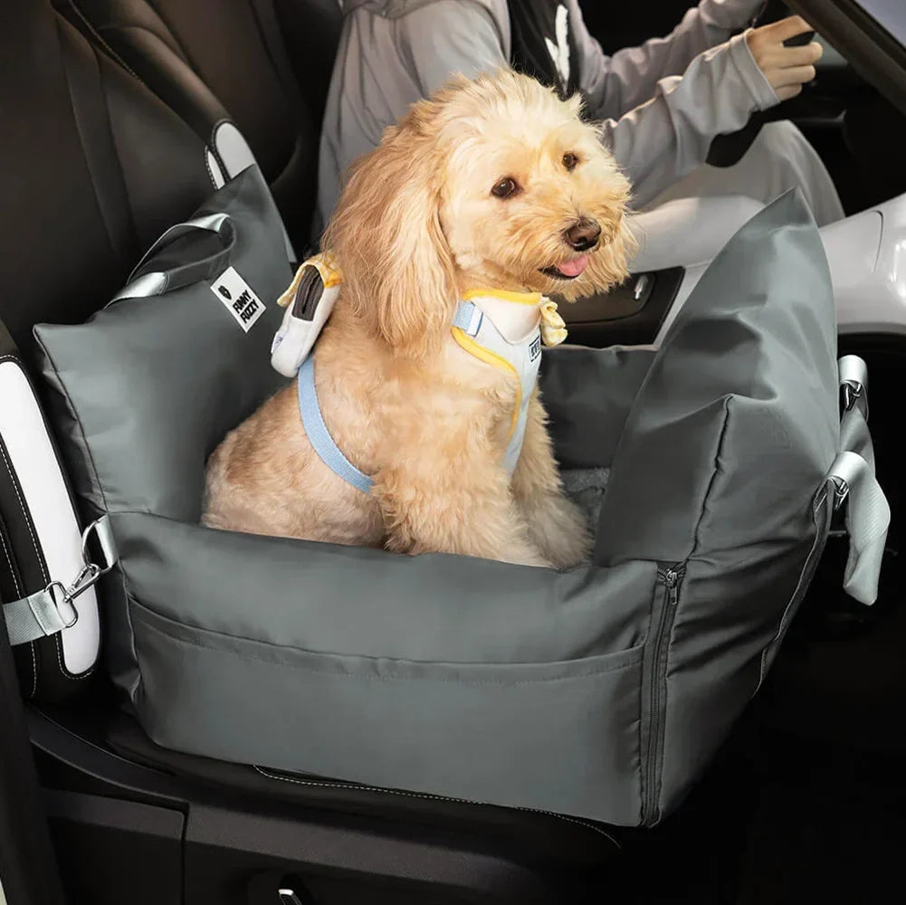 Padded Dog Car Seat Booster with Safety Harness & Side Bolsters – Waterproof Washable Pet Travel Carrier for Cars, SUVs & Travel