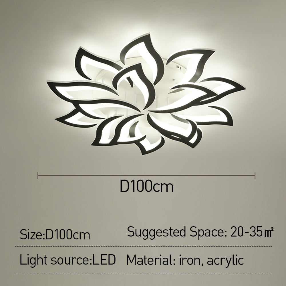 Flush Mount LED Fixture Metal Acrylic Black Layered Floral Pattern for Bedroom Living Room Hallway Contemporary Home Decor Overhead Light