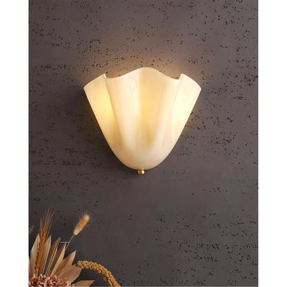 Dual-Socket Sconce Light with Textured Glass Shade in Warm Tones for Entryways & Powder Rooms