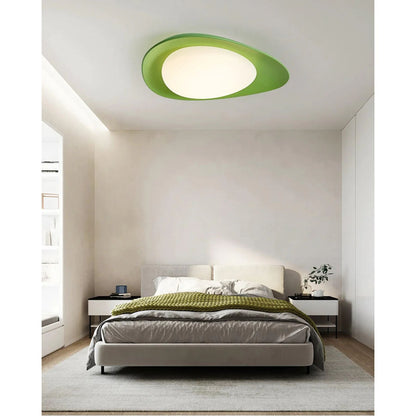 Organic Resin LED Flush Mount Light Green Beige for Bedroom Living Room Dining Room Modern Overhead Lighting Nature-Inspired