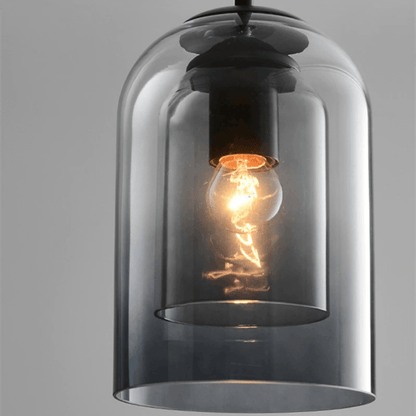 Glass Pendant Light Fixture Gray or Amber for Bedroom Dining Room Kitchen Island Modern Ceiling Lighting
