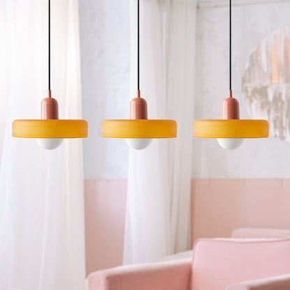 Glass Pendant Lamp 12 Inch Adjustable Height Ceiling Fixture for Bedrooms Nightstands Modern Minimalist Nordic Hanging Light E27 Socket for