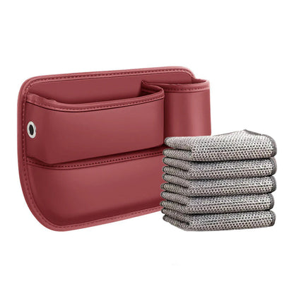 Car Seat Gap Organizer Faux Leather Storage Caddy with Charging Port for Center Console Driver Passenger Side Vehicle Accessories