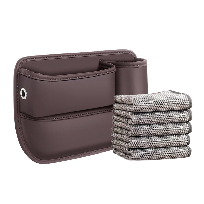 Car Seat Gap Organizer Faux Leather Storage Caddy with Charging Port for Center Console Driver Passenger Side Vehicle Accessories