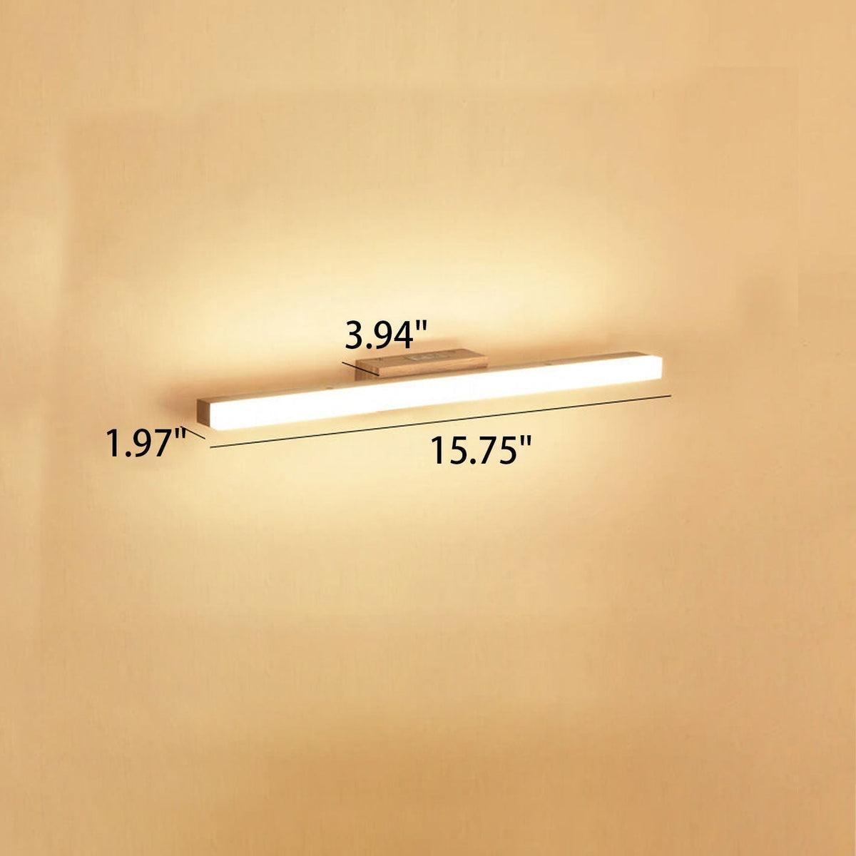 Linear LED Sconce 16W 32-Inch Wood & Acrylic for Vanity Bedroom Hallway Home Office Task Ambient Lighting Modern Hardwired Fixture Low-Profi