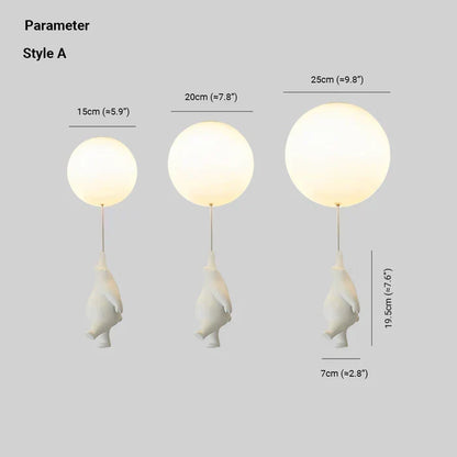 Kids Bear Balloon Ceiling Light Fixture - Whimsical Pendant Lamp for Nursery Bedroom Playroom