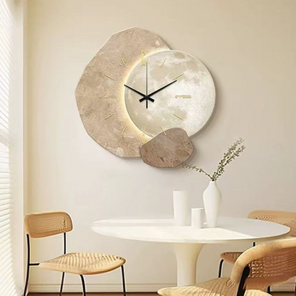 Quiet Movement 16-Inch Round Timepiece Beige Minimalist Design for Bedroom Living Room Home Office Decor Modern Japandi Style