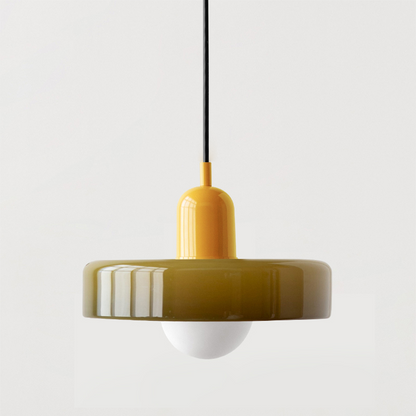 Handcrafted Art Glass Dome Pendant Light, Adjustable Modern Hanging Fixture for Dining Room Kitchen Island Living Room