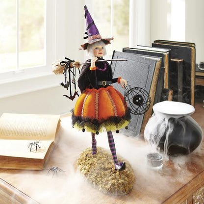 Handcrafted Resin Witch Figurine for Halloween Decor | Mystical Table Accent Sculpture | Gothic Home Centerpiece | Vintage Spooky
