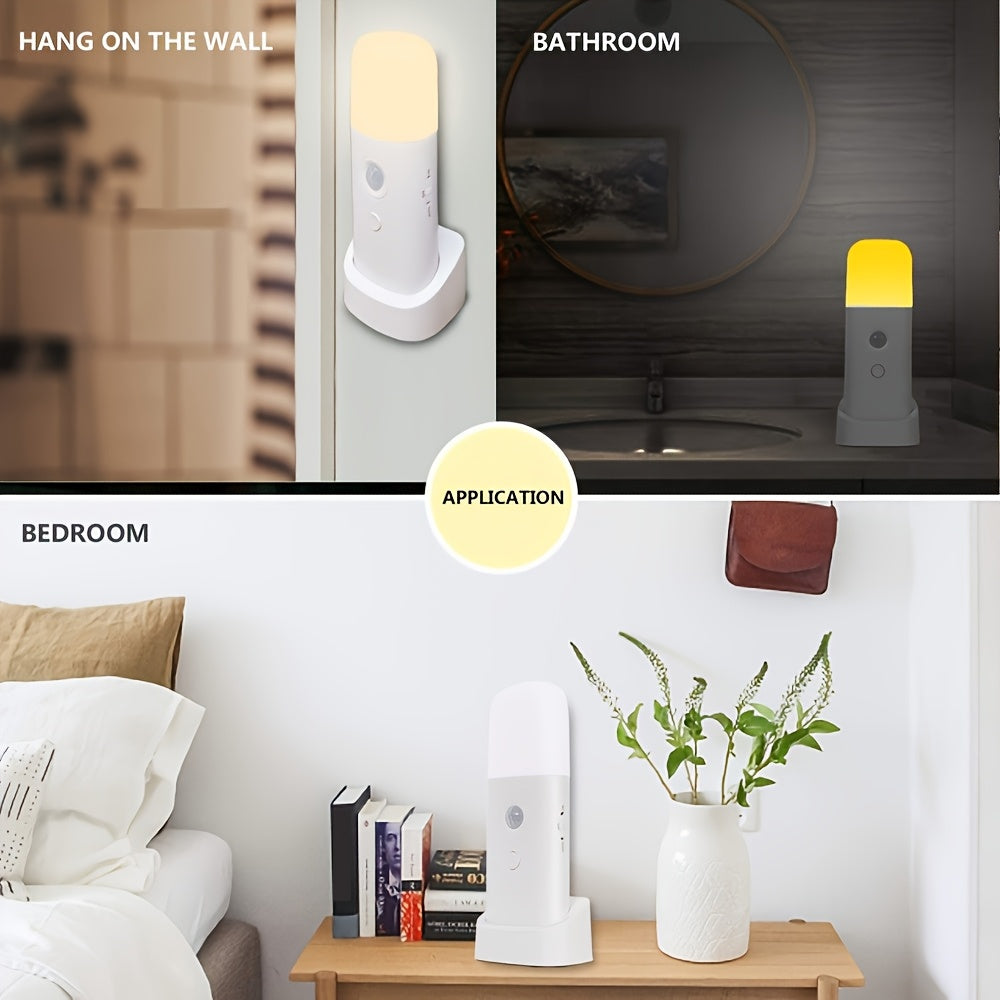 Motion-Activated Rechargeable LED Nightlight 6 in White Cordless Dimmable Sensor Light for Hallways Bedrooms Stairs Kids Rooms Closets Batte