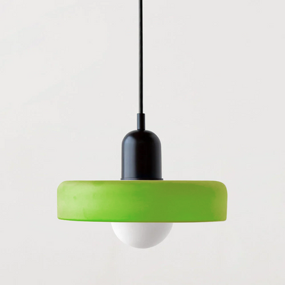 Colored Glass Pendant Light with Adjustable Cord for Dining Room & Living Room – Mid-Century Modern Geometric Hanging Fixture
