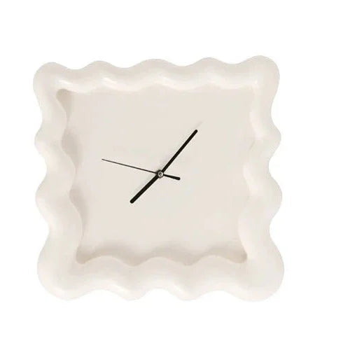 Sculptural Round Clock 12 Inch White Curved Frame Modern Timepiece for Bedroom Office Kitchen Hallway Scandinavian Style Home Accent