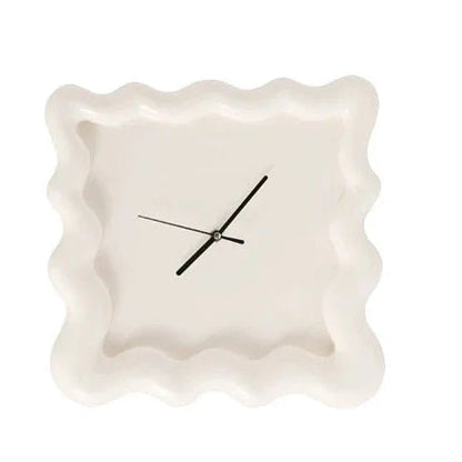 Sculptural Round Clock 12 Inch White Curved Frame Modern Timepiece for Bedroom Office Kitchen Hallway Scandinavian Style Home Accent