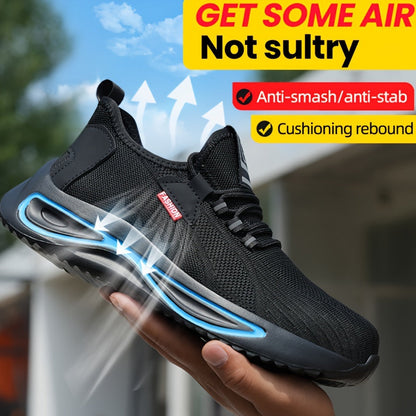 Steel Toe Work Shoes for Men Breathable Mesh Safety Footwear Puncture Resistant Slip-Resistant Outdoor Industrial Construction Job Site