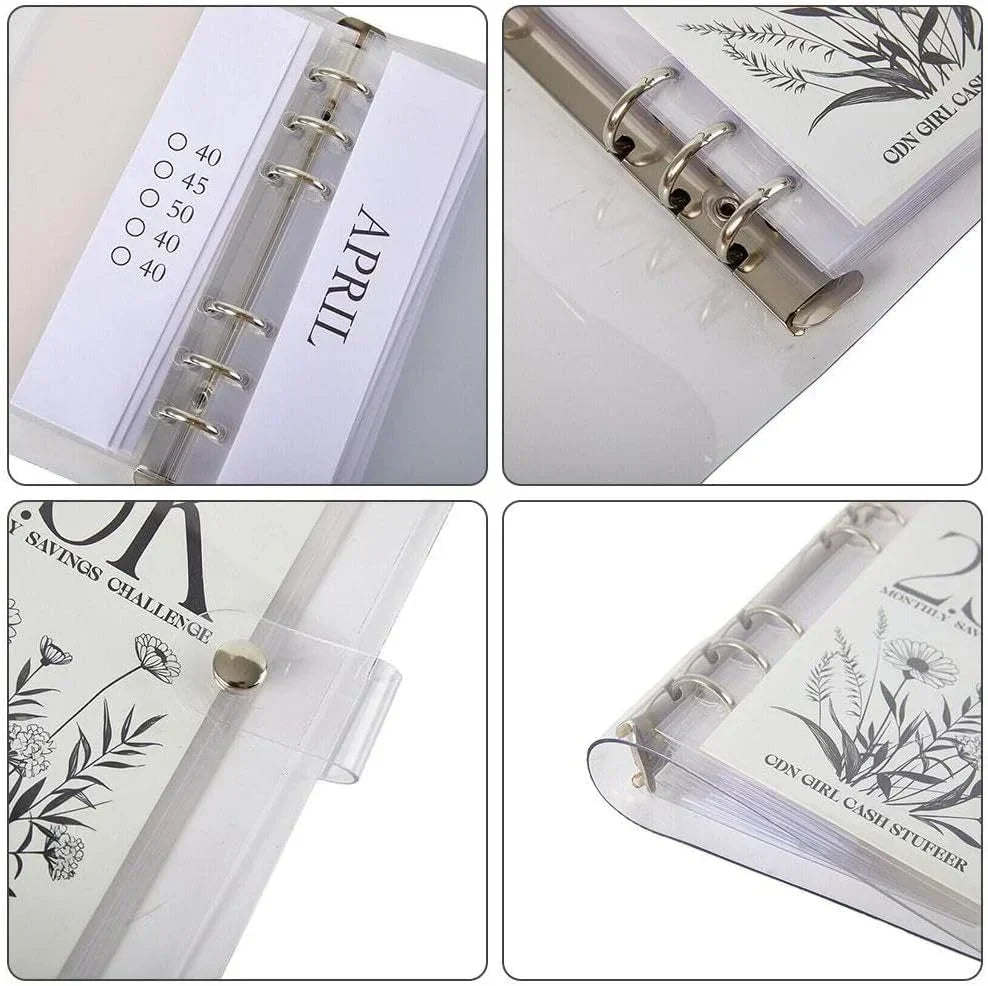 Year-Long Cash Envelope Budget Organizer Binder with Pockets for Monthly Savings Goals Personal Finance Tracker Ring Binder Waterproof