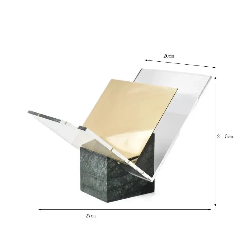 Acrylic Desktop File Sorter with Marble Finish – Letter Tray for Office Papers Books Mail – White Vertical Organizer Rack Stand for Home Wor