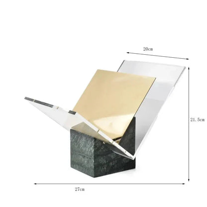 Acrylic Desktop File Sorter with Marble Finish – Letter Tray for Office Papers Books Mail – White Vertical Organizer Rack Stand for Home Wor