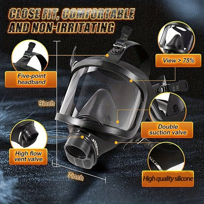 Full Face Respirator with 40mm Activated Carbon Filter for Chemical Fume Protection | Industrial Gas Mask for Paint Spray Cleaning