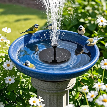 Solar Powered Floating Fountain Pump with 6 Interchangeable Spray Heads for Bird Baths, Ponds, and Garden Water Features – Automatic