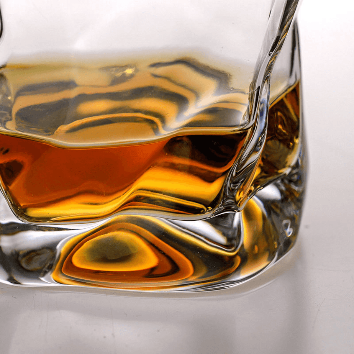 Hand-Cut Crystal Rocks Glass with Textured Facets for Bourbon Scotch & Spirits in Wood Box for Collectors