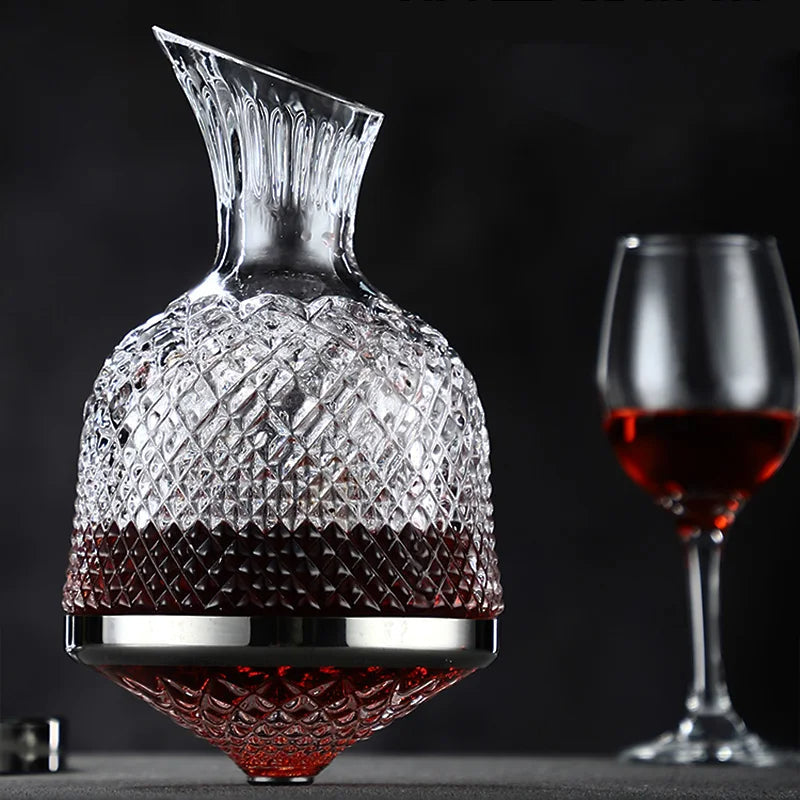 Elegant Crystal Wine Decanter | 360° Rotating Design for Enhanced Aeration